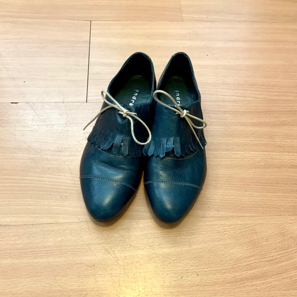 Andre Dark Teal Leather Oxford Shoes 38